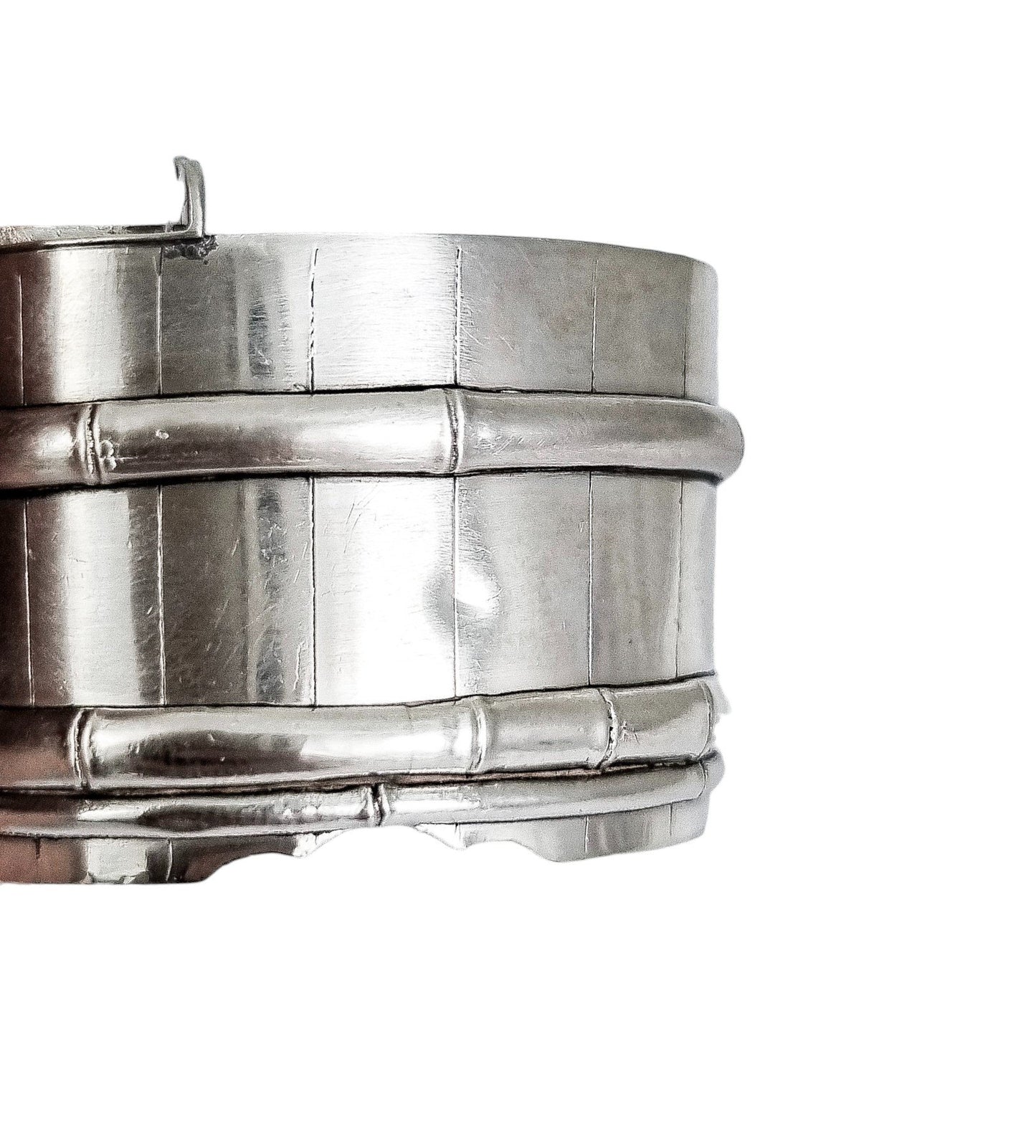 Japanese sterling silver novelty salt and pepper set in form of bucket / barrel