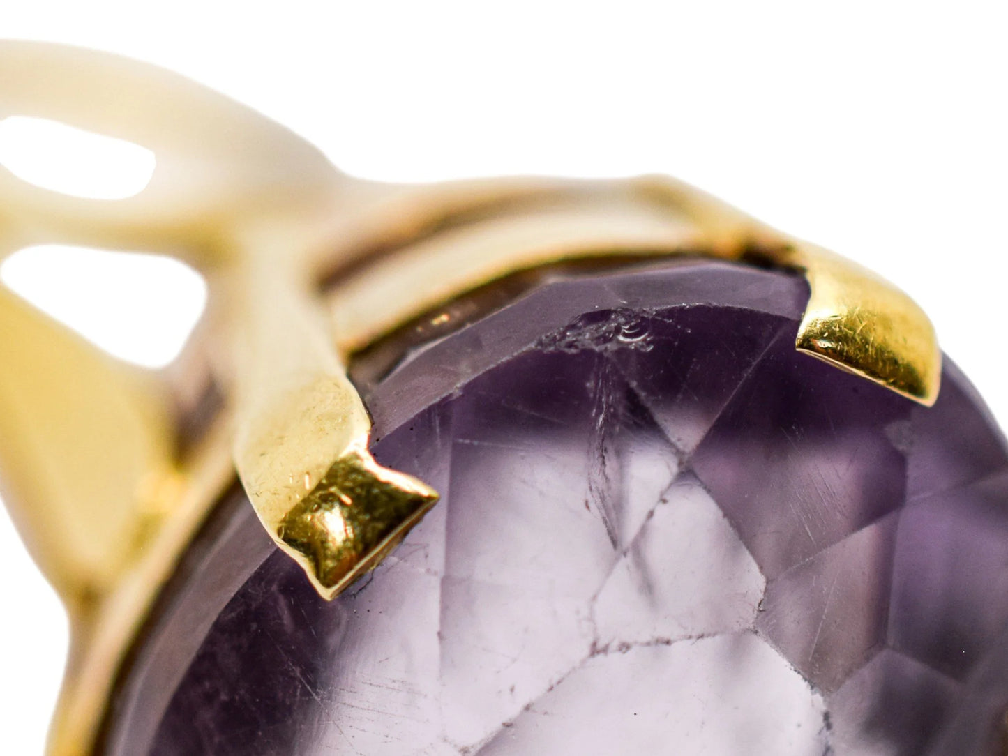 Vintage 1960's 16.5 ct amethyst cocktail solitaire ring, 9ct yellow gold, size L 1/2