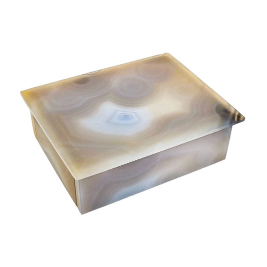 French Art Deco grey blue agate table cigarette holder / card box / vide poche