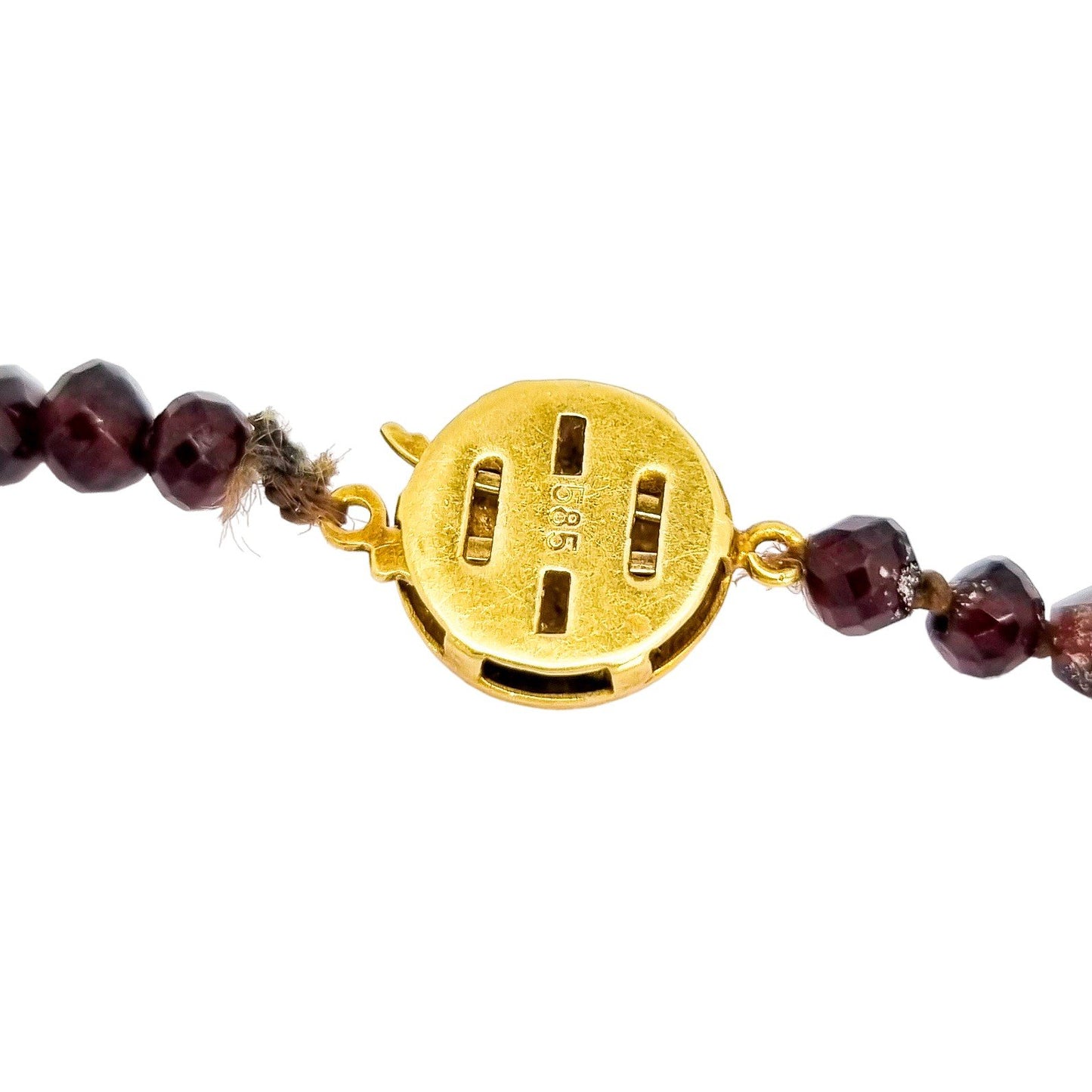 Antique Belle Époque double strand garnet necklace with gold clasp