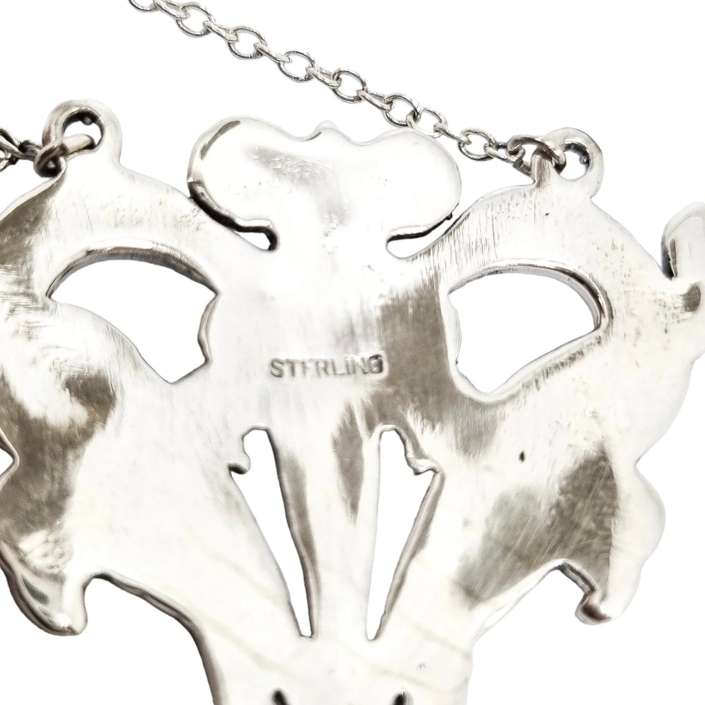 Art Nouveau sterling silver enamel floral pendant necklace
