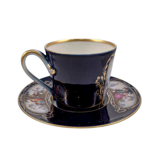 19th century 'Augustus Rex' German porcelain trembleuse cup and matching saucer