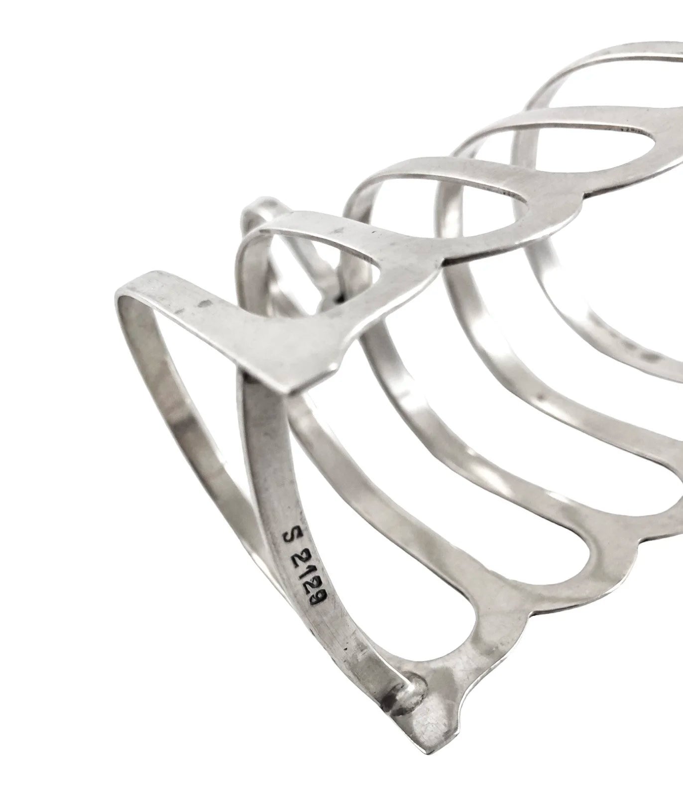 Art Deco sterling silver 5-bar 4 slot bachelor domed toast rack, circular form
