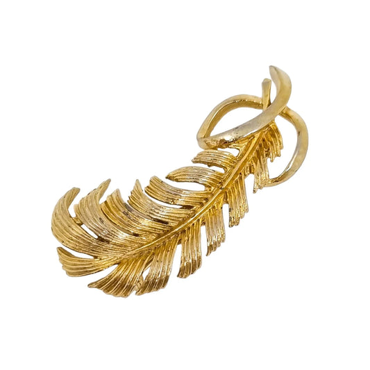 Vintage retro 1950's gold tone Sarah Coventry feather brooch