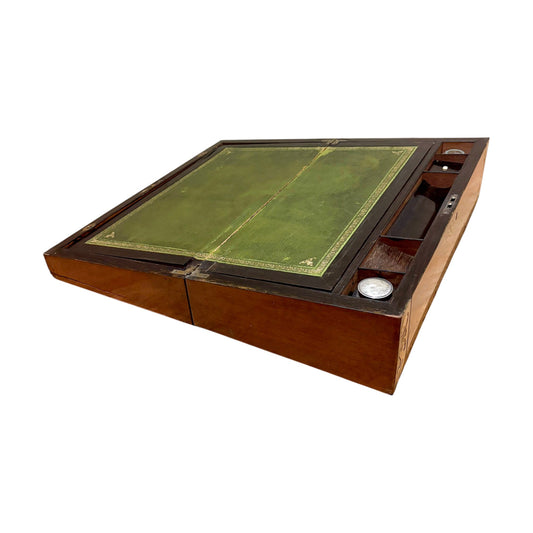 Victorian mahogany writing slope, brass inlay, secret drawers