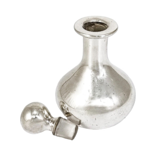 1910's American perfume scent bottle with full sterling silver overlay