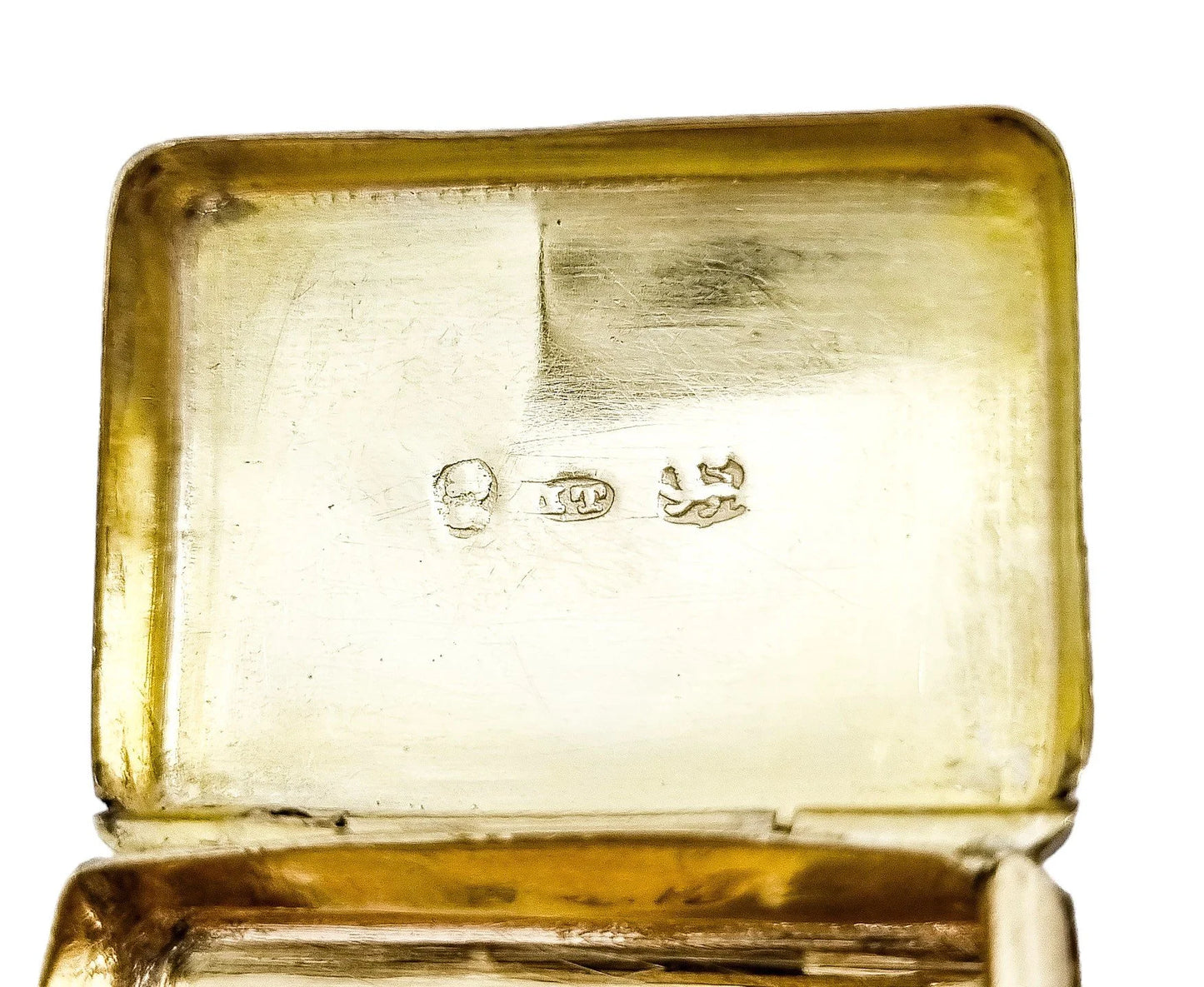 George IV vinaigrette in sterling silver gilt with floral engraving and vacant cartouche, John Thropp, 1822