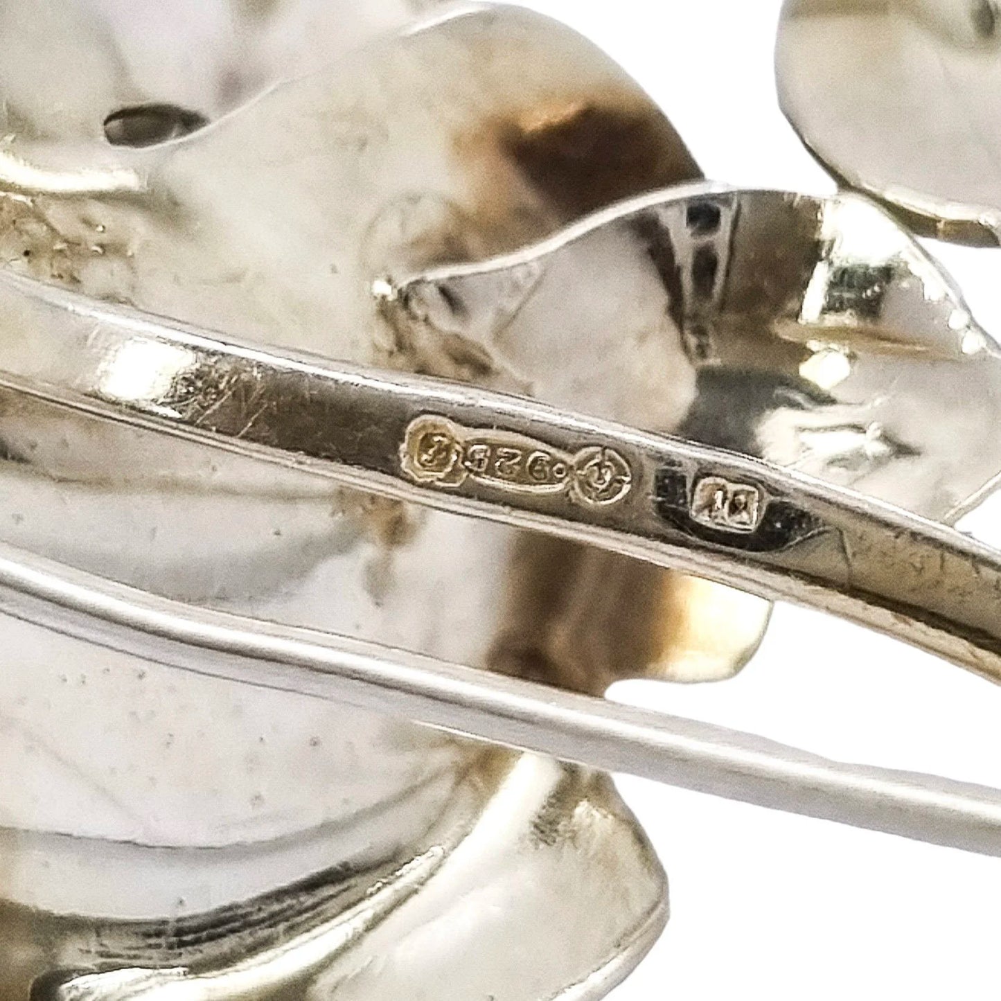 1960’s large brushed sterling silver rose spray brooch