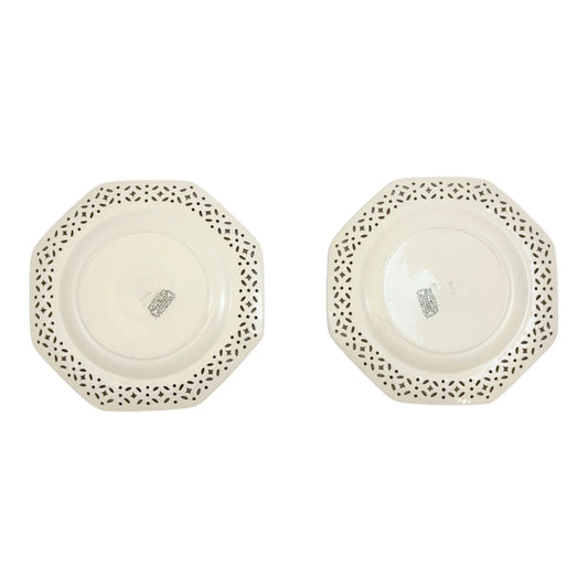 Pair of mid-Victorian Wedgwood Queen's Ware porcelain Neoclassical octagonal plates