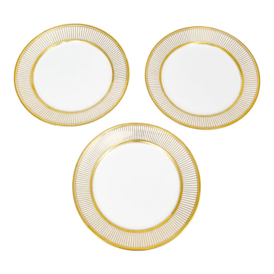 French Empire Old Paris porcelain set of 3 gilded side / dessert plates, Jean-Pierre Feuillet