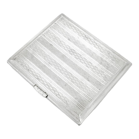 Art Deco sterling silver engine-turned square cigarette / card case