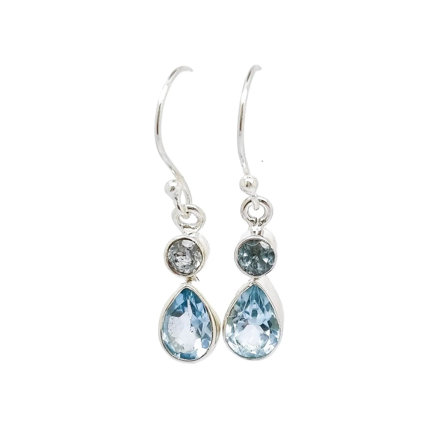 Bridal sterling silver blue topaz set – dangle drop teardrop earrings and pendant