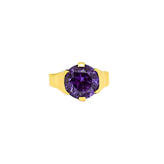 Vintage 9k yellow gold 4.8ct alexandrite sapphire colour-change statement ring, size N
