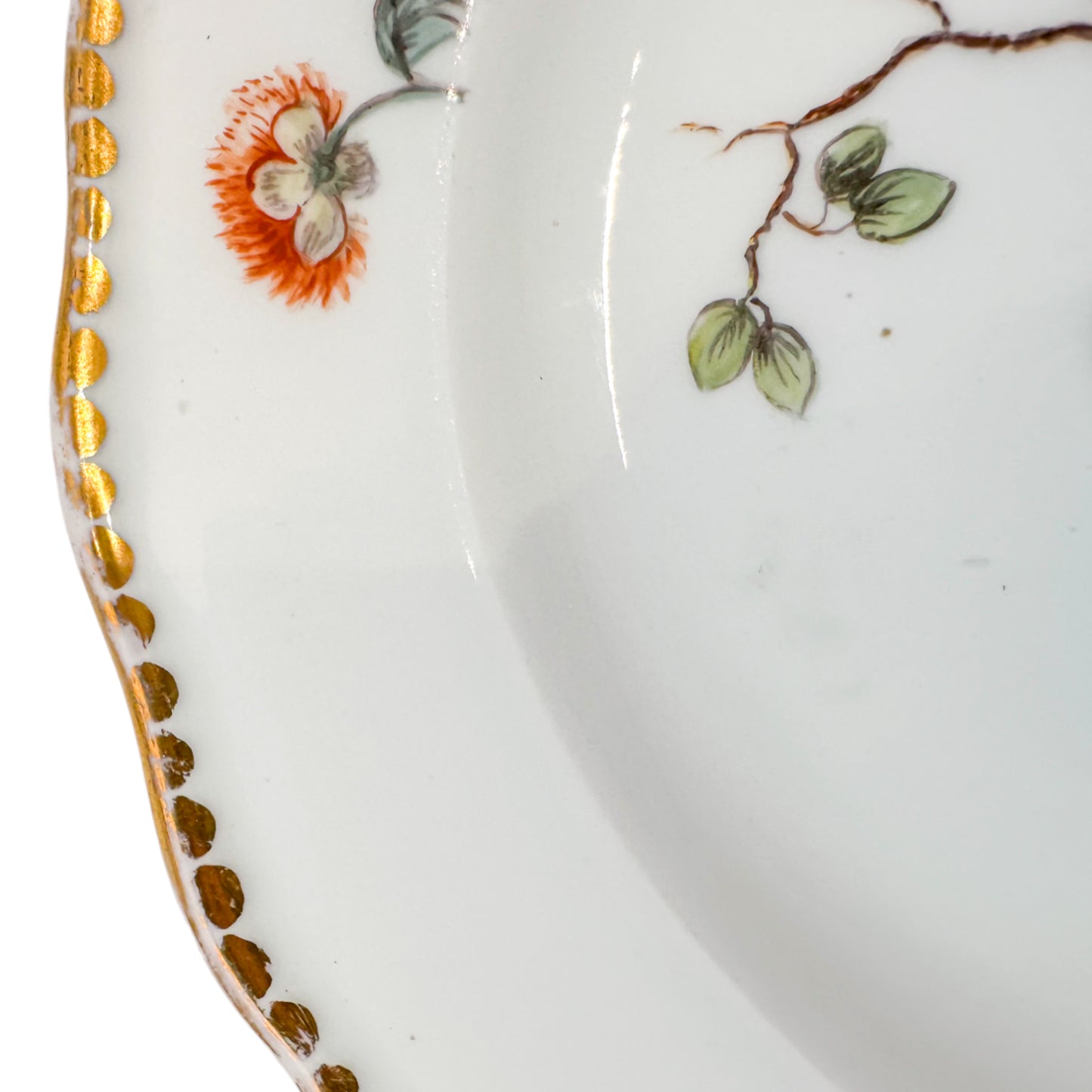 1820's Meissen porcelain scalloped rim plate with decoration of bird, insects and flowers