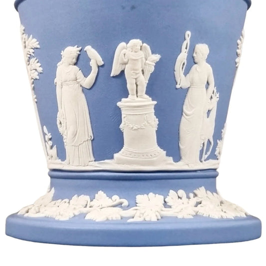 Wedgwood blue Jasperware flower pot /planter / vase with Greek Roman Neoclassical scenes