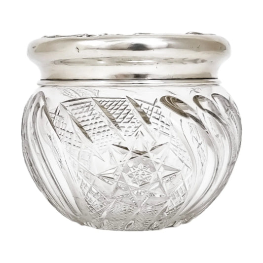 Art Nouveau Mauser silver crystal dressing table jar / vanity pot / toilet box