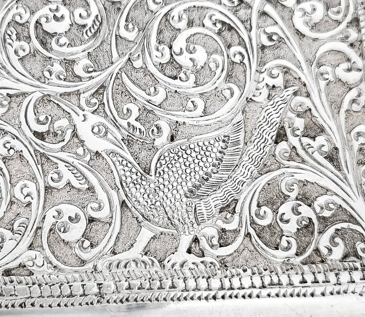 19th century Anglo-Indian Kutch silver cigarette case with animal design