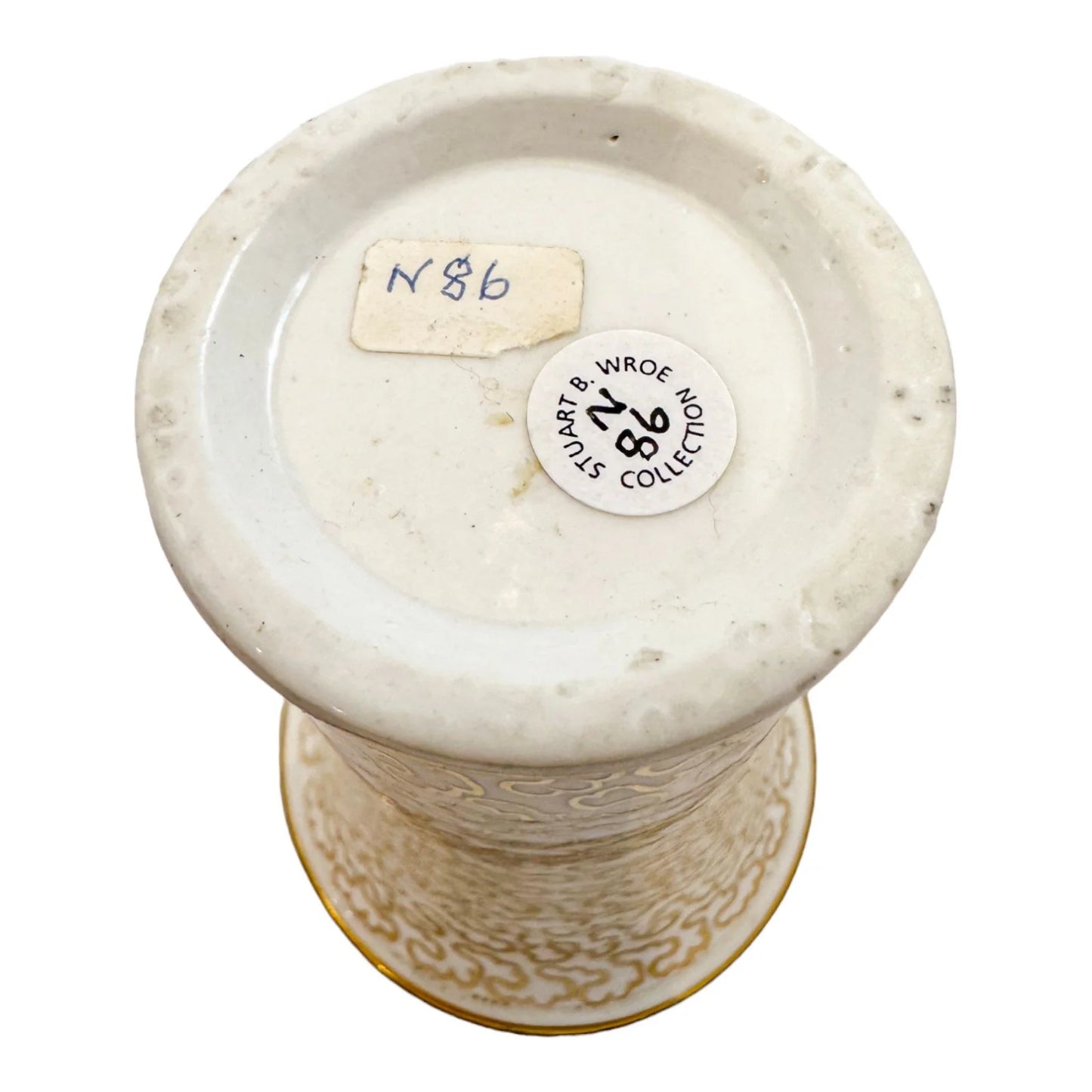 Georgian Spode porcelain miniature spill vase with gold swirl motif