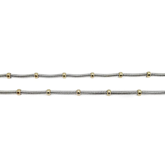 Vintage bicolour 9kt yellow and gold fancy link chain necklace