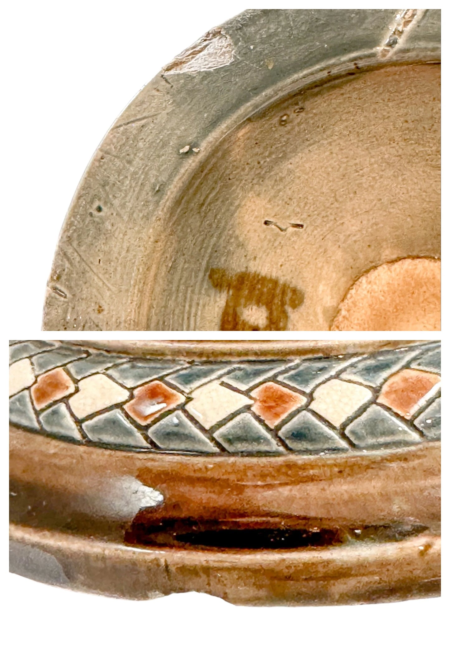 Art Nouveau majolica Gerbing & Stephan double handed vase, Japanese bird motif