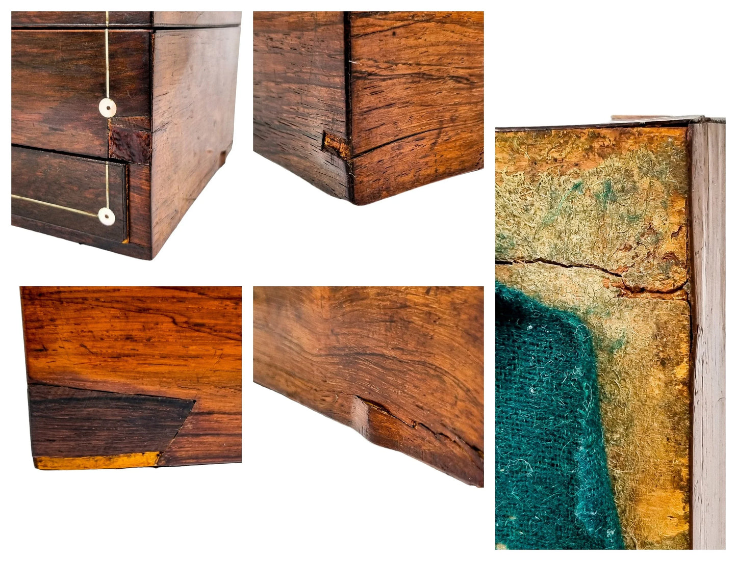 Victorian rosewood jewellery case/ lady's work box inlaid with mother-of-pearl