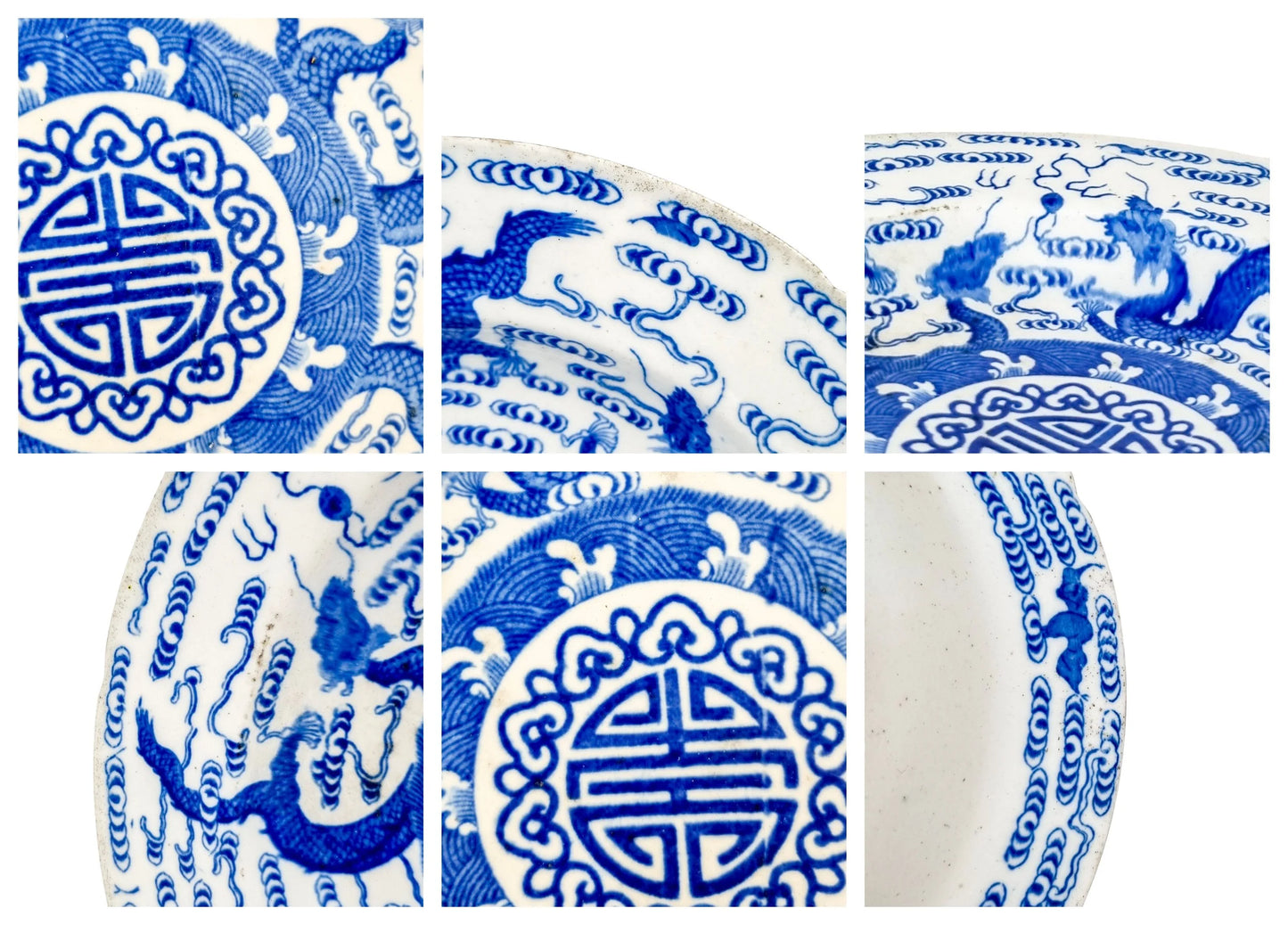 George III First Period Worcester Chinoiserie blue and white porcelain dragon bowl