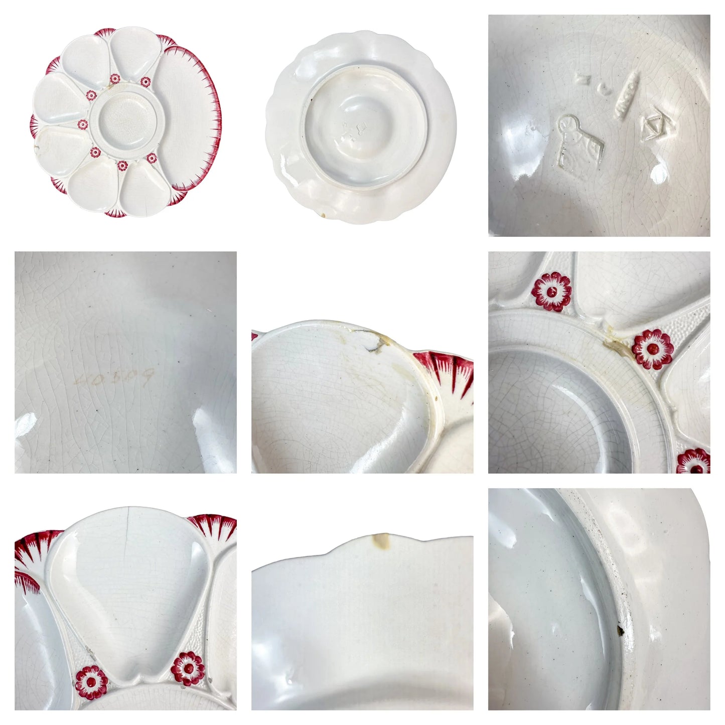 Mid-Victorian set of English Minton porcelain white and pink oyster plates