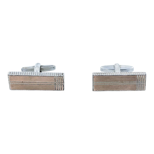 Two pairs of vintage gentlemen's sterling silver cufflinks, pink gold and “Groom” set