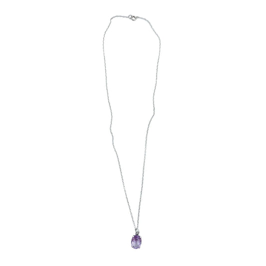 Vintage oval-cut amethyst drop necklace in sterling silver, ideal for Aquarius or Pisces