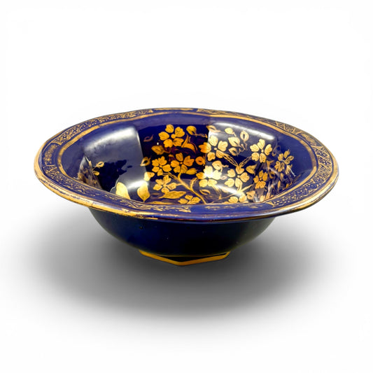 Mason's Ironstone bowl, cobalt blue with gilt florals