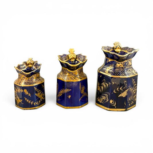Mason's Ironstone jugs, Georgian, cobalt blue and gilt