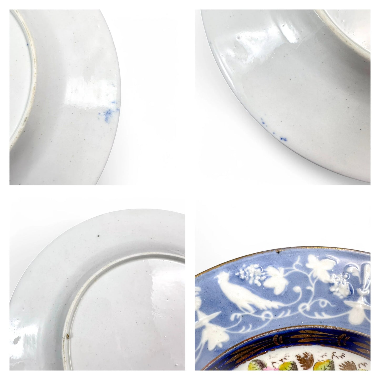 Rare New Hall Staffordshire hybrid porcelain dessert service with powder blue and rose decoration, circa 1820