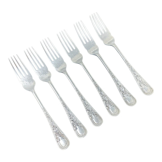 Silver plated Art Nouveau fish cutlery set for 6 people with high-relief scrolls and vacant cartouches