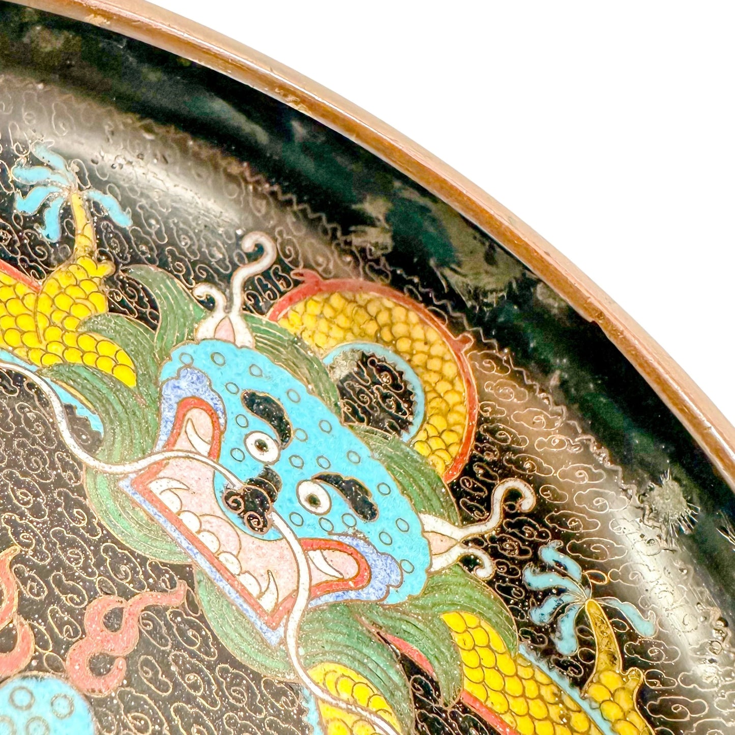 Qing dynasty Chinese dragon cloisonné enamel brush washer bowl