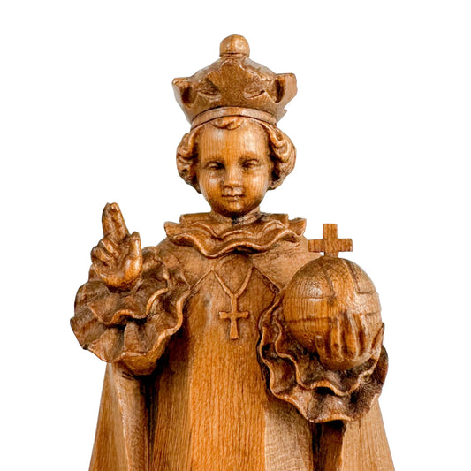 19th century carved oak figurine model of the Infant Jesus of Prague