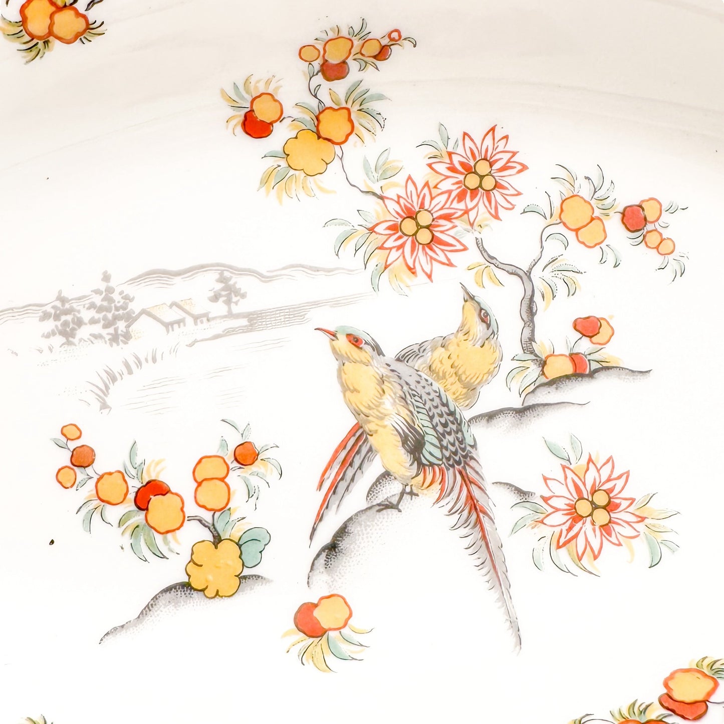 Vintage French Limoges porcelain candy dish with paradise bird motif