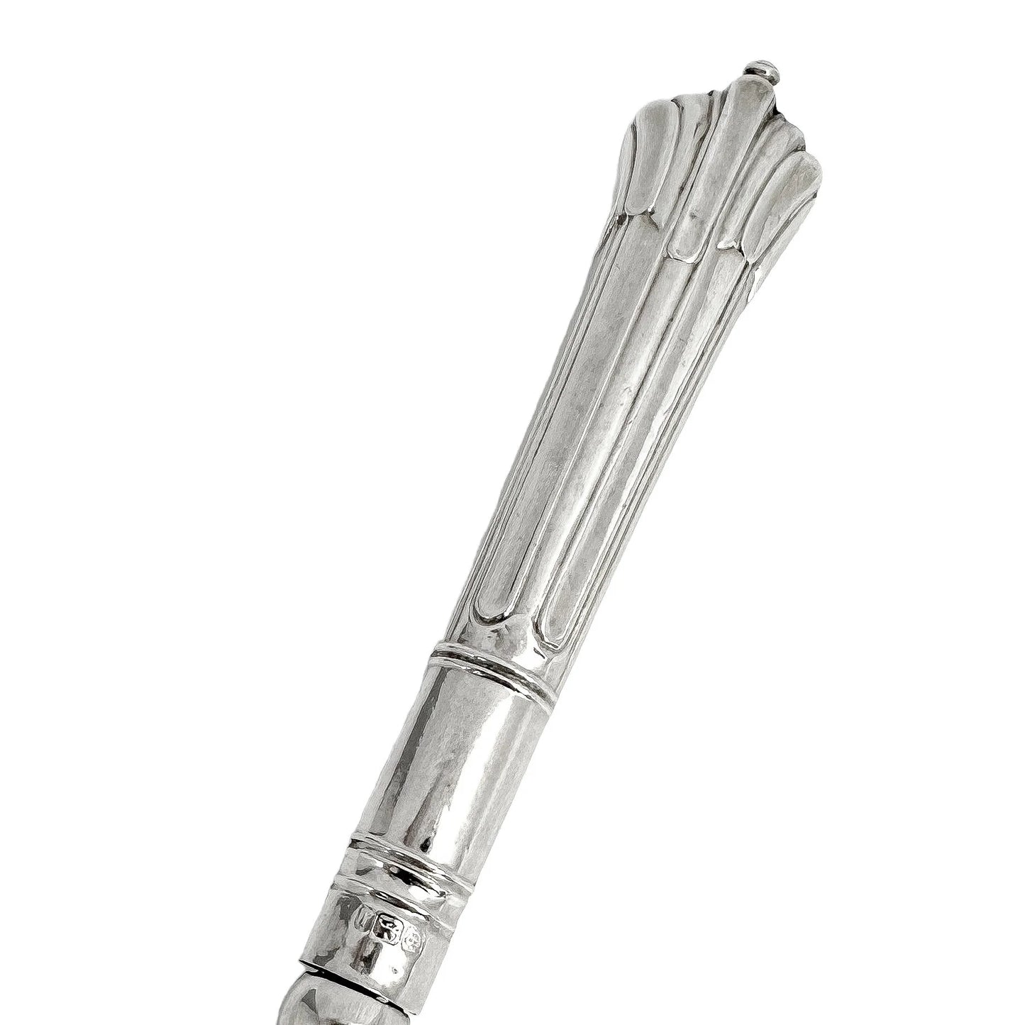 Large sterling silver Victorian bread toasting fork engraved in Art Nouveau design