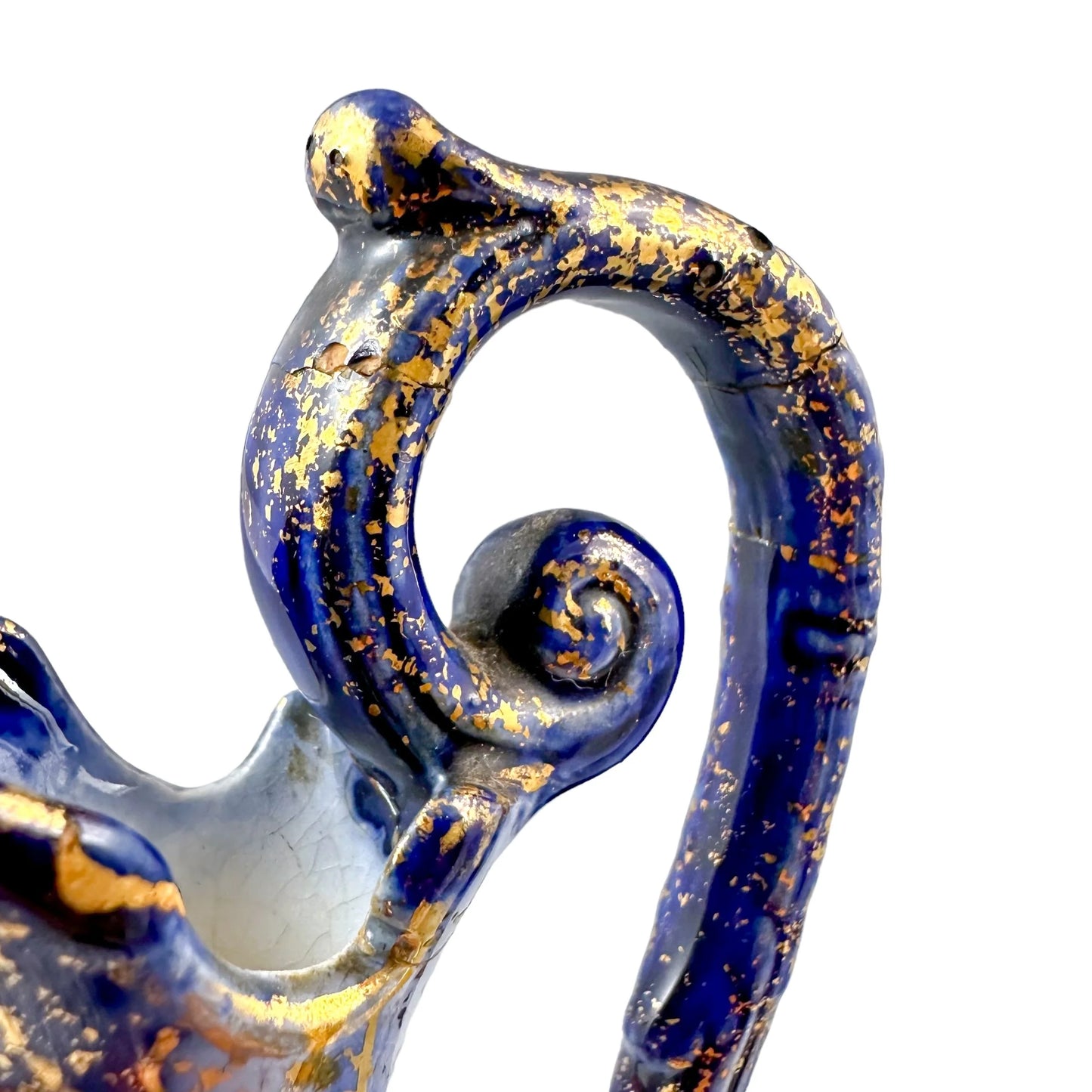 Art Nouveau cobalt blue amphora shaped porcelain pitcher