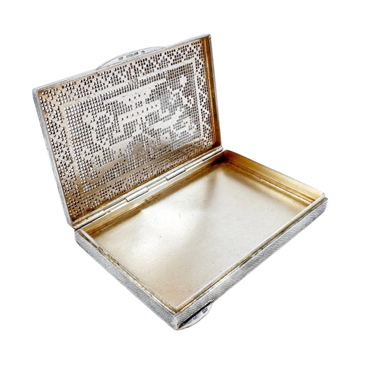 German Art Deco silver and marcasite "embroidered" card case