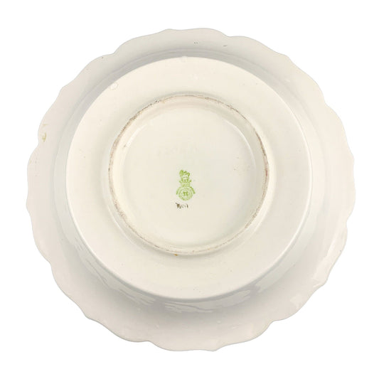 Vintage 1940's Royal Doulton blue "Wild Rose" bowl (D6227), hand painted ceramic porcelain large console bowl with scalloped edge