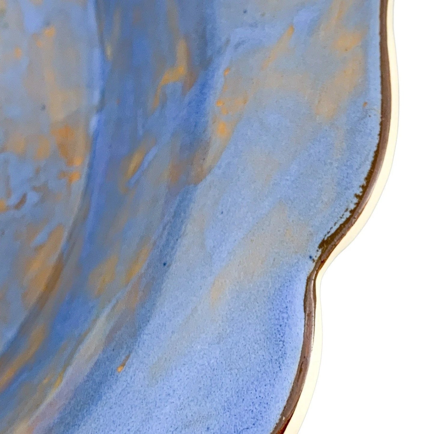 Vintage 1940's Royal Doulton blue "Wild Rose" bowl (D6227), hand painted ceramic porcelain large console bowl with scalloped edge