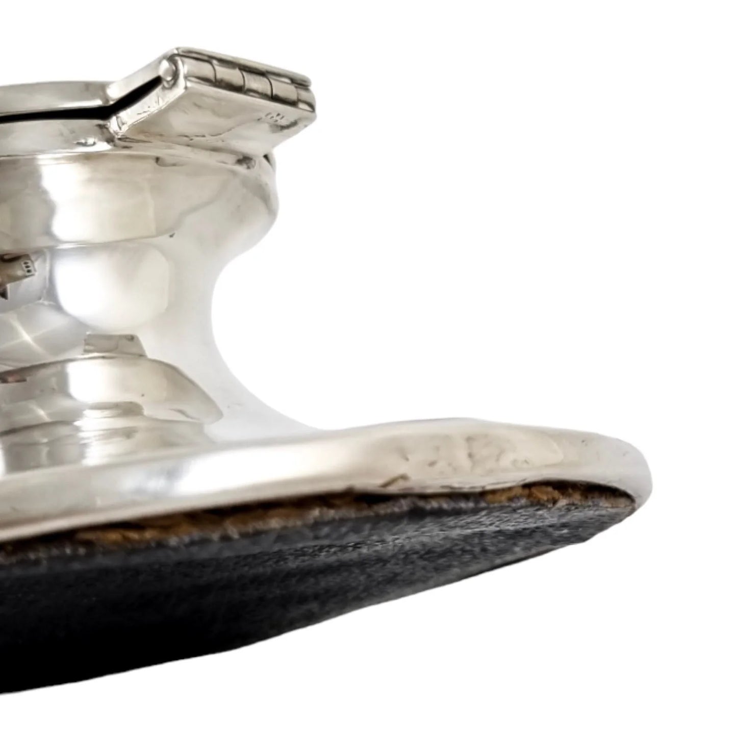 Large Edwardian sterling silver capstan inkwell, Walker & Hall