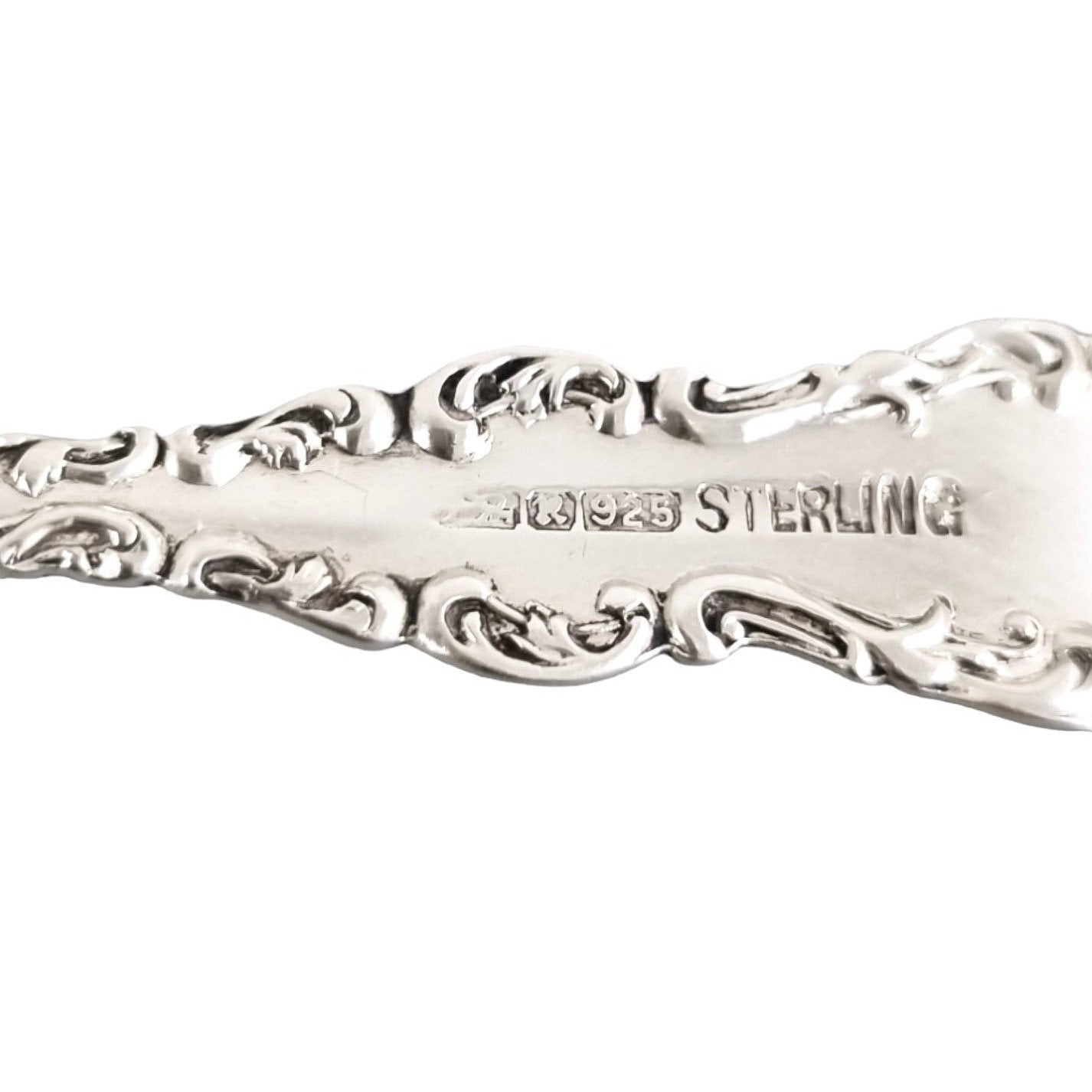 Sterling silver gilded sugar sifter / bonbon / nut candy spoon embossed with scrolls