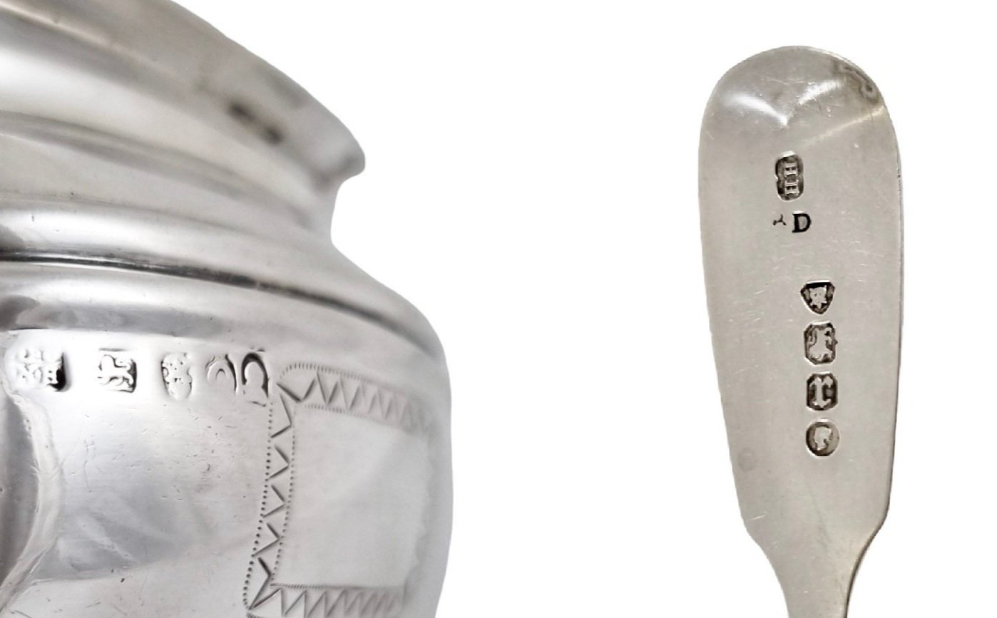 George III sterling silver mustard pot and spoon, Duncan Urquhart & Naphtali Hart, 1809