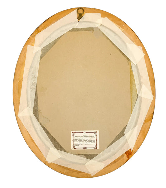 Large Christine Silver full silhouette oval portrait, glazed, mounted, sepia watercolour and pencil, signed