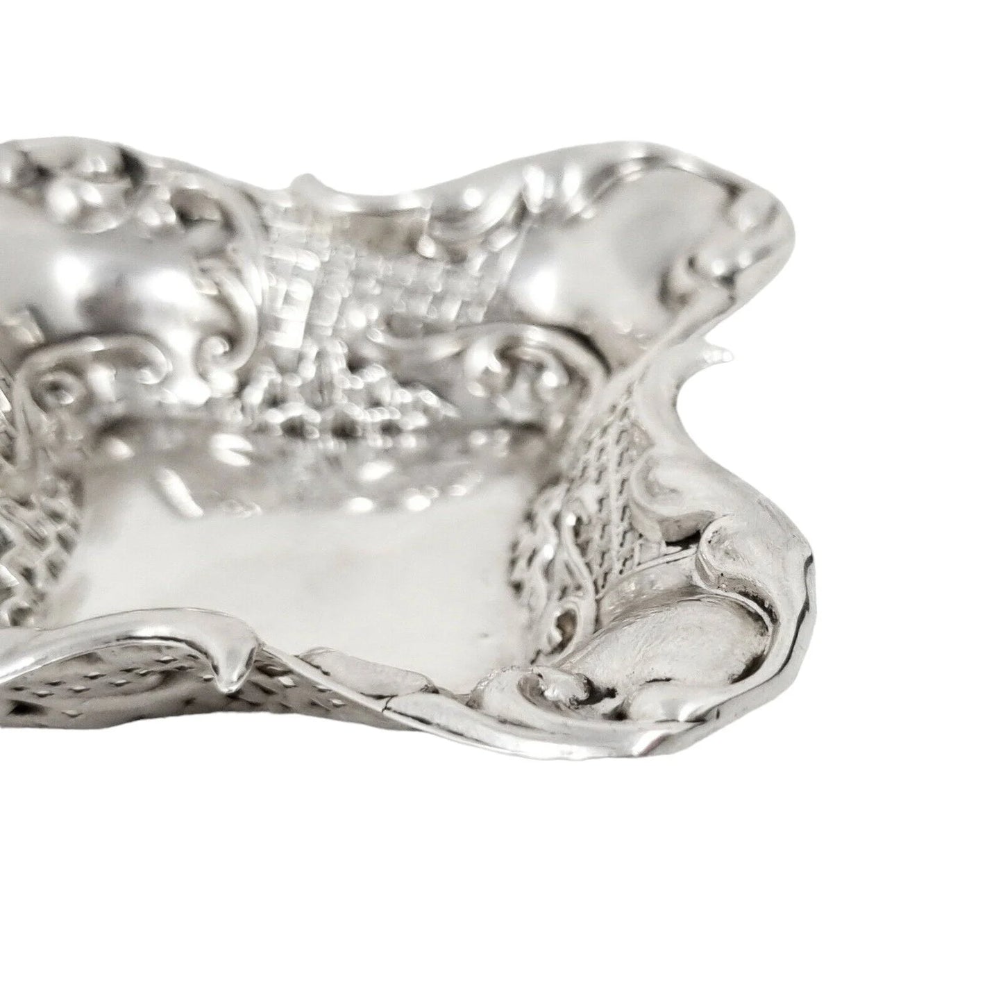 Sterling silver Art Nouveau pair of bonbon baskets of fluted square form