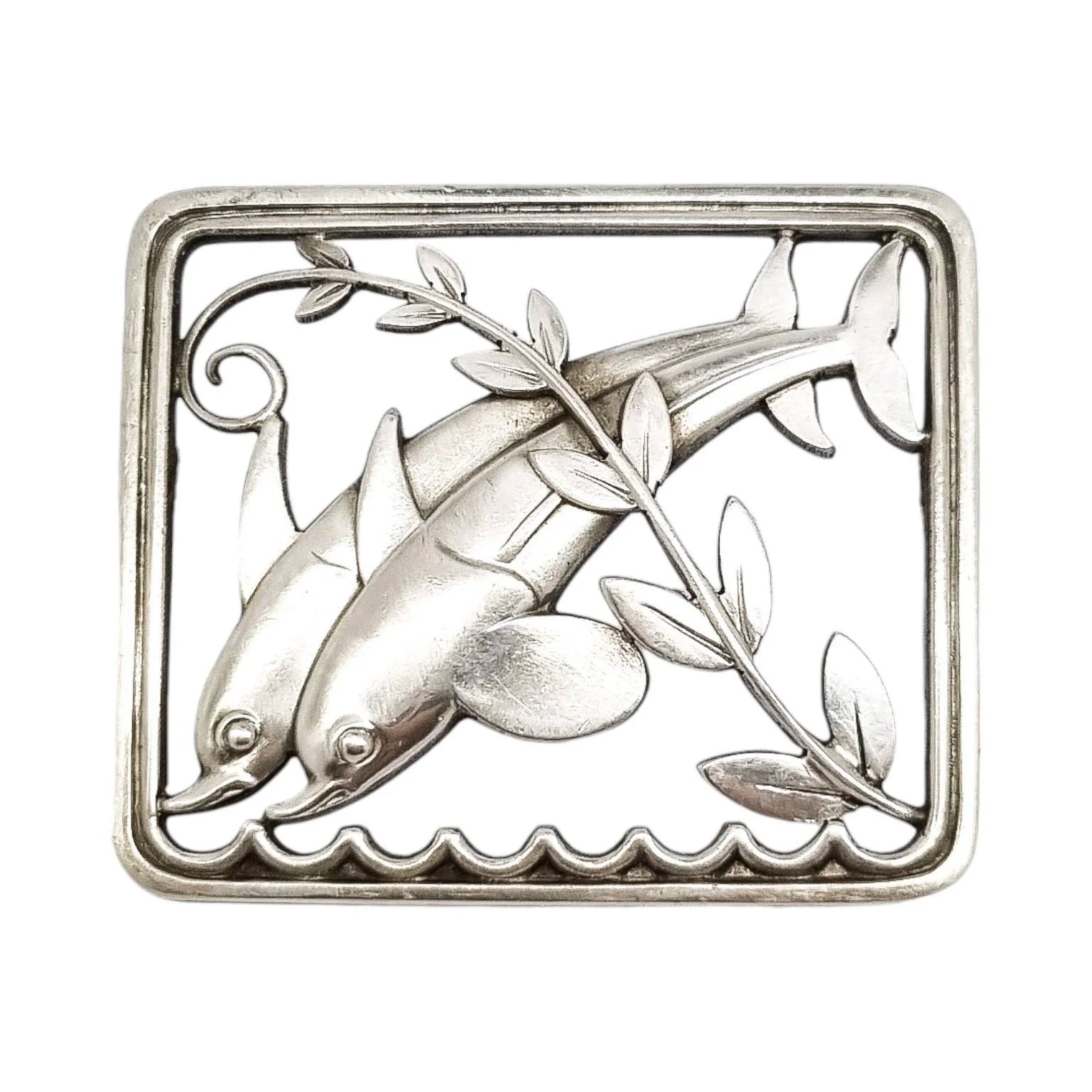 Georg Jensen sterling silver Leaping Dolphins brooch 251