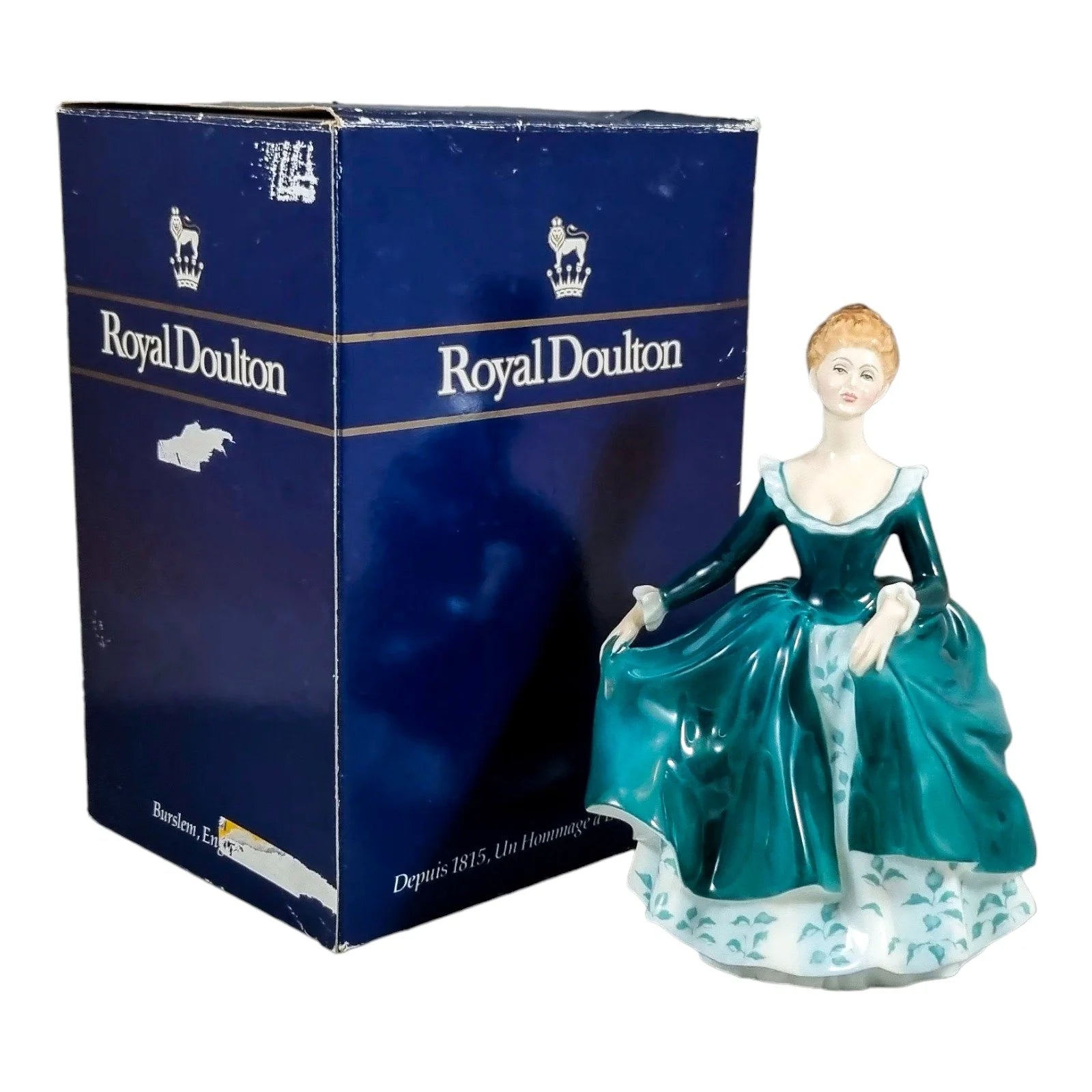 Royal Doulton porcelain figurine “Janine” HN2461, Lady in emerald green dress