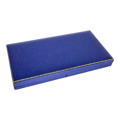 Silver matching cigarette case and powder compact with 9ct rose gold bands and letter "A"