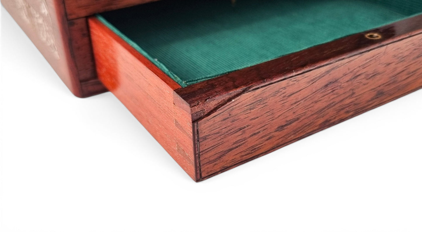Victorian mother-of-pearl box, mirror & secret drawer